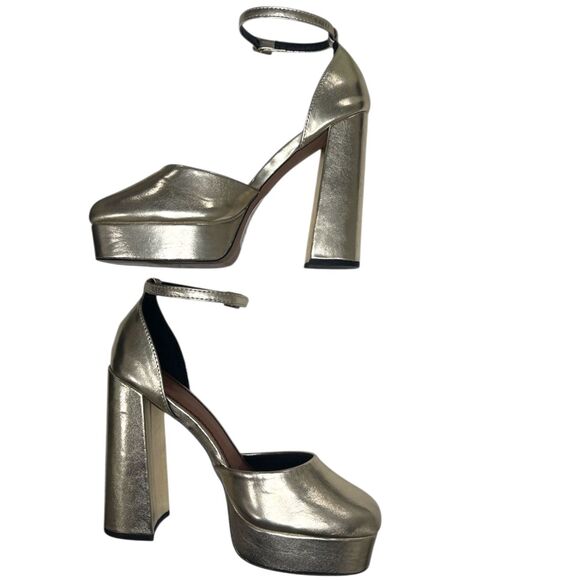 ASOS Metallic Gold Platform Heels Size: 10 - Picture 4 of 7
